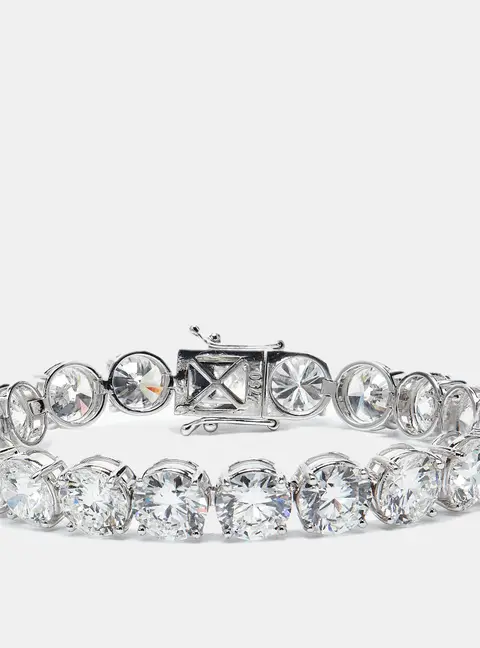 40.00 cts Round Brilliant Cut Lab Grown Diamonds 18k White Gold Tennis Bracelet