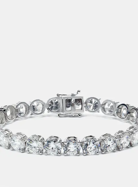 25.00 cts Round Brilliant Cut Lab Grown Diamonds 18k White Gold Tennis Bracelet