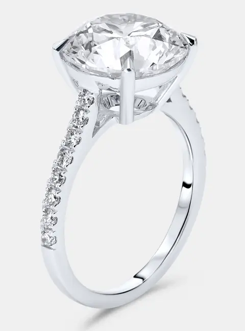 5.3 cts Round Lab Grown Diamond 18k White Gold Ring Size 52