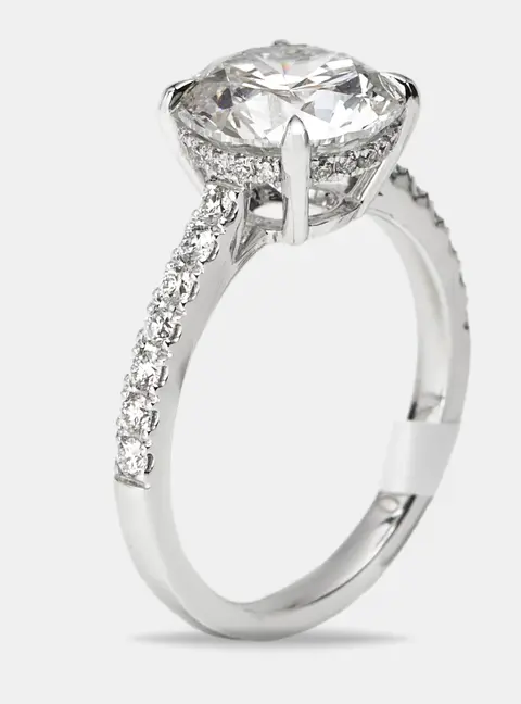 3.25 cts Round Brilliant Lab Grown Diamond 18k White Gold Ring Size 52