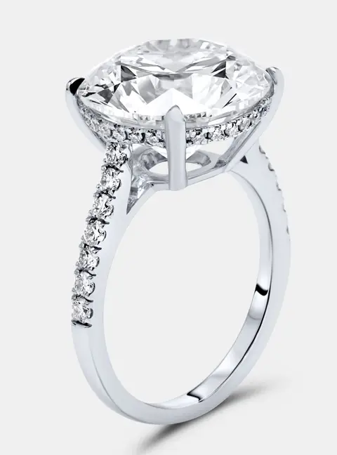 8.47 cts Round Brilliant Lab Grown Diamond 18k White Gold Ring Size 53