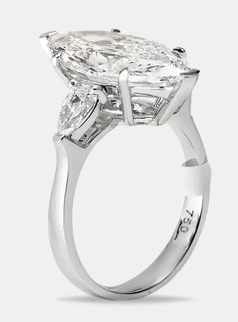 5.5 cts Marquise and Pear Lab Grown Diamonds 18k White Gold Ring Size 51