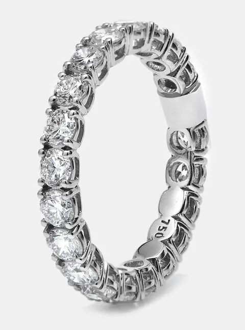 2.25 cts Round Brilliant Lab Grown Diamonds 18k White Gold Eternity Band Ring Size 54