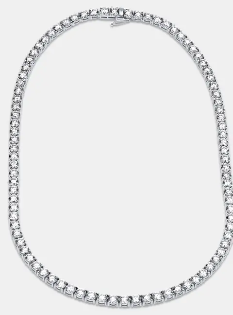 30 cts Round Lab Grown Diamond 18k White Gold Necklace