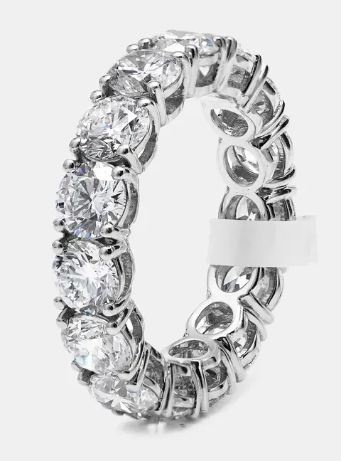 6 cts Round Brilliant Lab Grown Diamonds 18k White Gold Eternity Band Ring Size 52