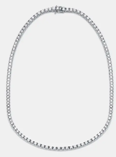 17.50 cts Round Lab Grown Diamonds 18k White Gold Tennis Necklace