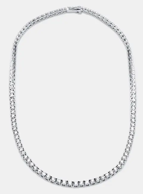 26.00 cts Round Lab Grown Diamonds 18k White Gold Tennis Necklace