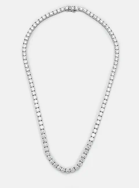 28.8 cts Round Brilliant Cut 18k White Gold Lab Grown Diamonds Tennis Necklace