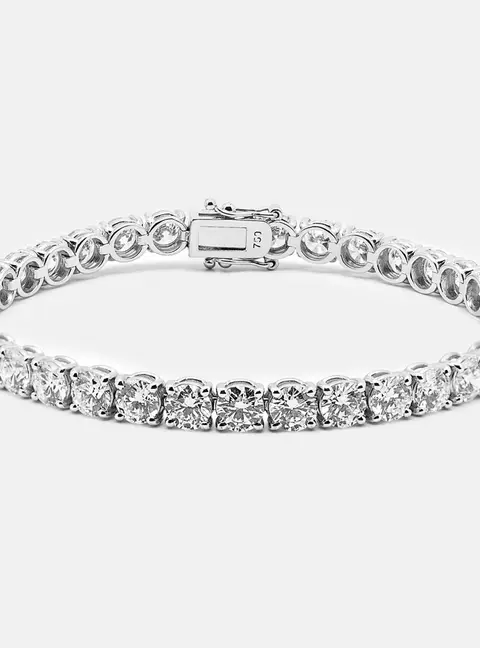 13.6 cts Round Brilliant Cut 18k White Gold Cut Lab Grown Diamonds Tennis Bracelet