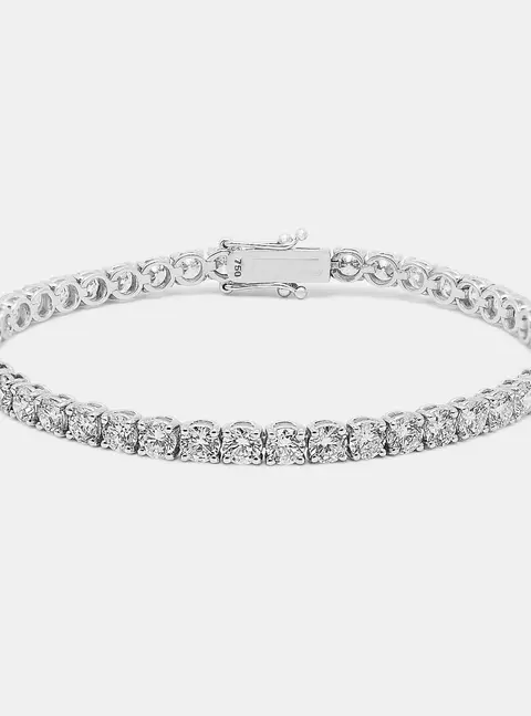 7.8 cts Round Brilliant Cut 18k White Gold Lab Grown Diamond Tennis Bracelet