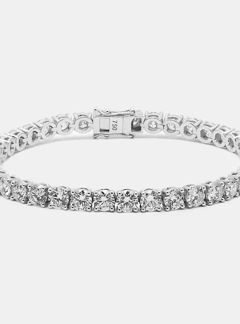 9.5 cts Round Brilliant Cut 18k White Gold Lab Grown Diamonds Tennis Bracelet