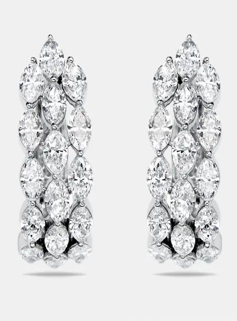 2.3 cts Marquise Lab Grown Diamond 18k White Gold Earrings