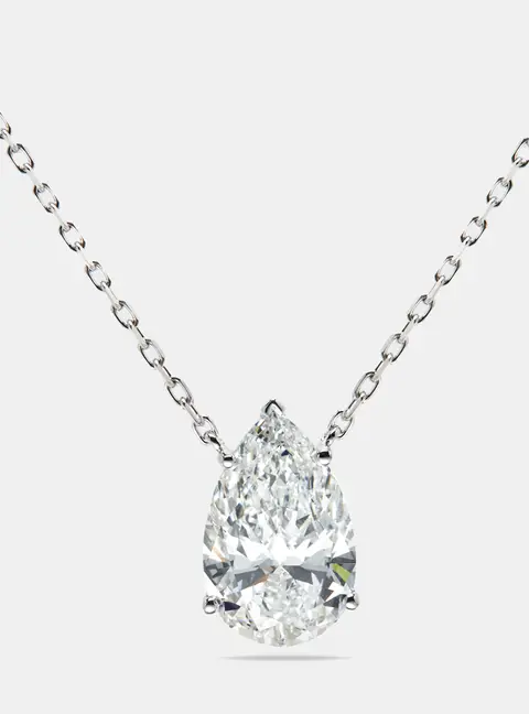 8.00 cts Pear Brilliant Cut Lab Grown Diamond 18k White Gold Chain Necklace