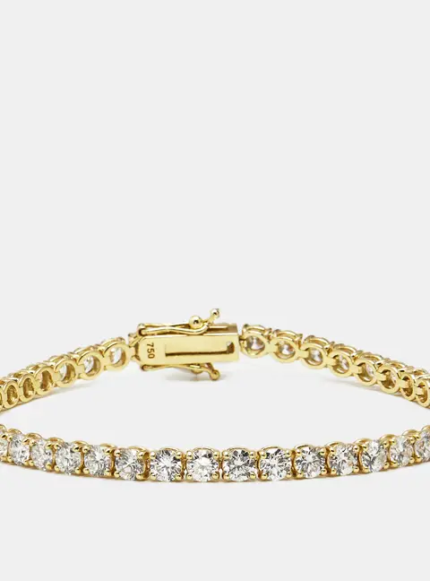 5.30 cts Round Brilliant Lab Grown Diamonds 18k Yellow Gold Tennis Bracelet
