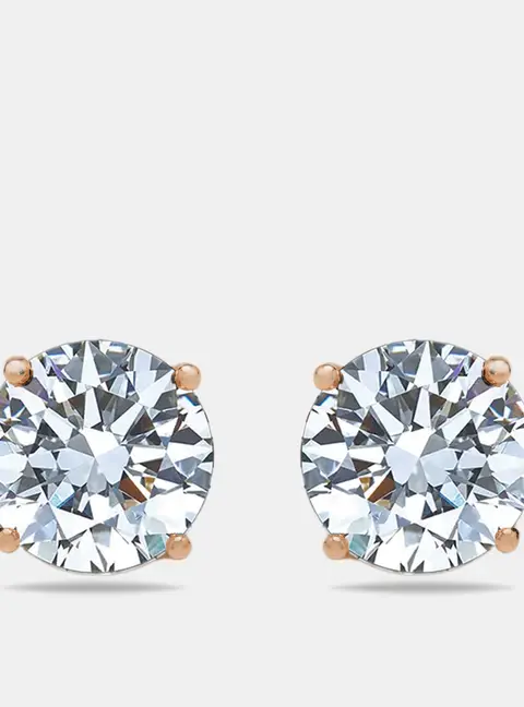 6 cts Round Lab Grown Diamonds 18k Rose Gold Earrings