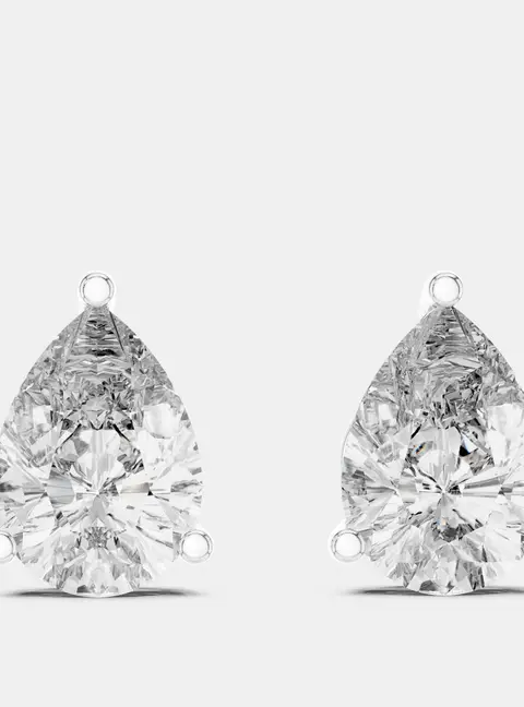 4.00 cts Pear Cut 18k White Gold Lab Grown Diamond Stud Earrings