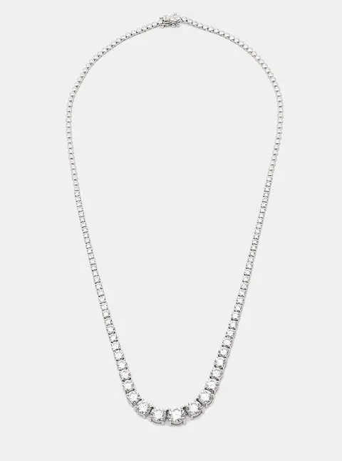 11.00 cts Round Brilliant Cut 18k White Gold Lab Grown Diamonds Graduating Necklace