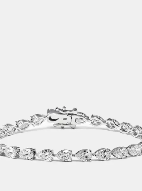 8.8 cts Pear Brilliant Lab Grown Diamonds 18k White Gold Bracelet