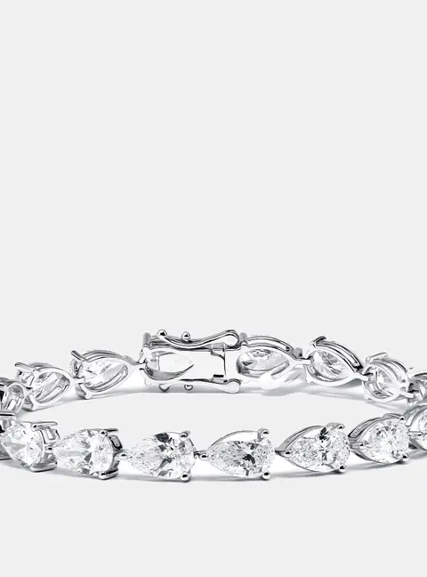 18 cts Pear Brilliant Lab Grown Diamonds 18k White Gold Bracelet