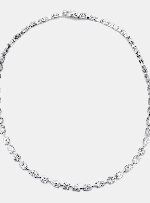25 cts Oval, Pear, Marquise, Emerald Cut, Heart, Round Lab Grown Diamonds 18k White Gold Necklace