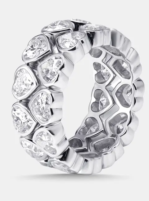 6 cts Heart Lab Grown Diamonds 18k White Gold Ring Size 51