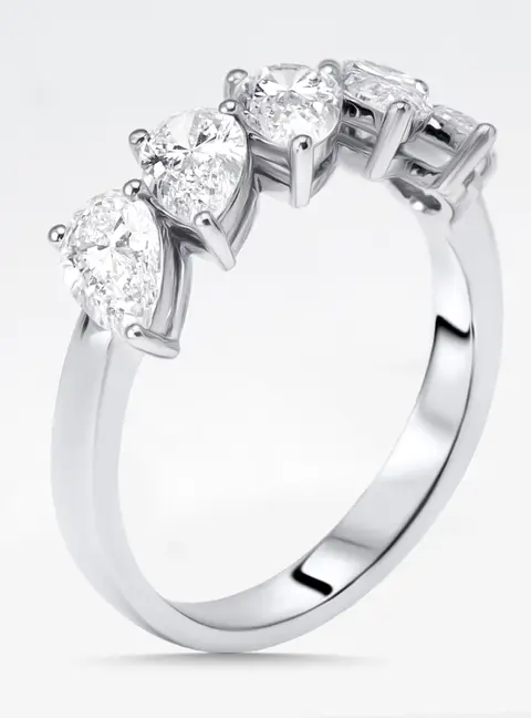 1.7 cts Pear Lab Grown Diamonds 18k White Gold Ring Size 52
