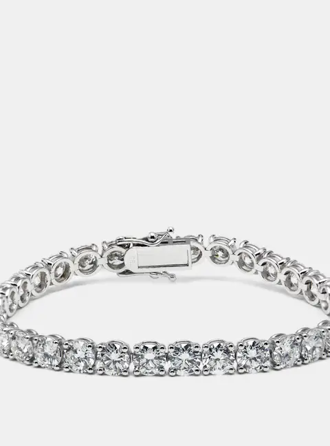 17.4 cts Round Lab Grown Diamonds 14k White Gold Bracelet