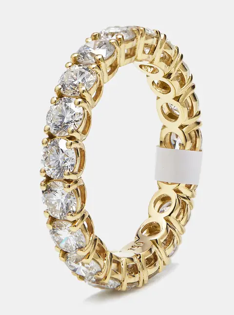 3 cts Round Lab Grown Diamonds 18k Yellow Gold Ring Size 54