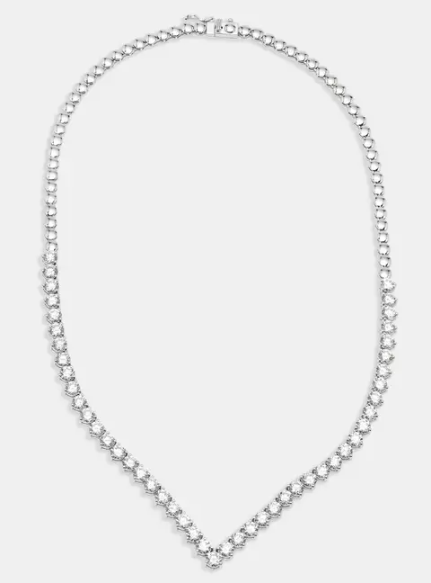 14.2 cts Round Lab Grown Diamonds 18k White Gold Necklace