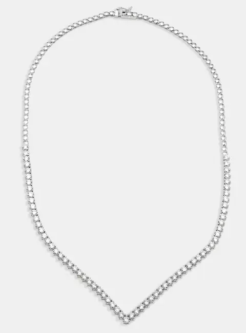 7.3 cts Round Lab Grown Diamonds 18k White Gold Necklace
