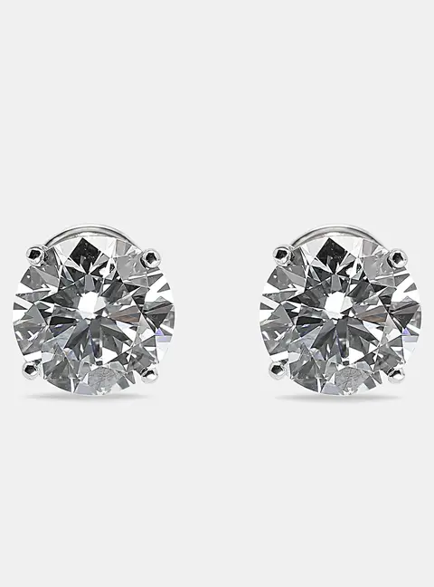 6 cts Round Lab Grown Diamonds 18k White Gold Earrings