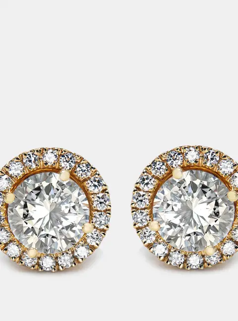 1.4 cts Round Lab Grown Diamonds 18k Yellow Gold Earrings
