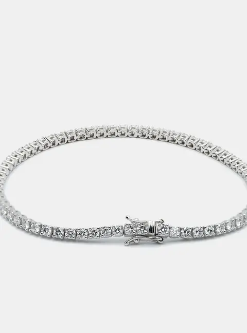 3.50 cts Round Brilliant Cut Lab Grown Diamonds 18k White Gold Tennis Bracelet
