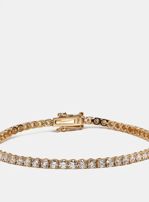 3.50 cts Round Brilliant Cut Lab Grown Diamonds 18k Rose Gold Tennis Bracelet