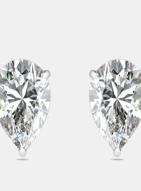 4.00 cts Pear Brilliant Cut 18k White Gold Stud Earrings