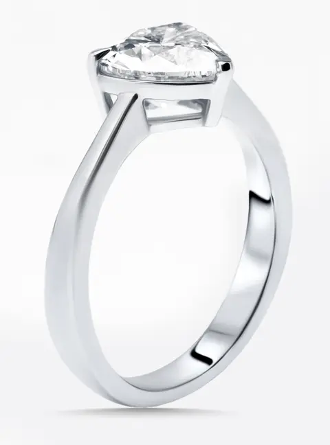 2.06 cts Heart Lab Grown Diamond 18K White Gold Ring Size 54