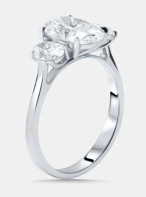 2.62 cts Oval Lab Grown Diamond 18K White Gold Ring Size 54