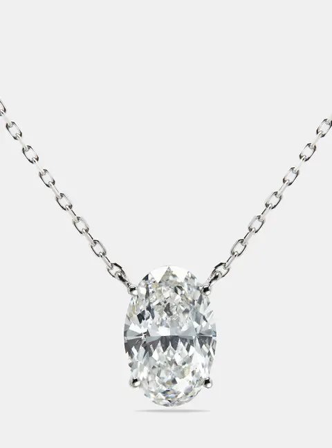 5.00 cts Oval Brilliant Lab Grown Diamond 18k White Gold Chain Necklace