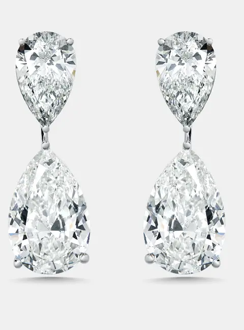 28 cts Pear Lab Grown Diamonds 18k White Gold Earrings