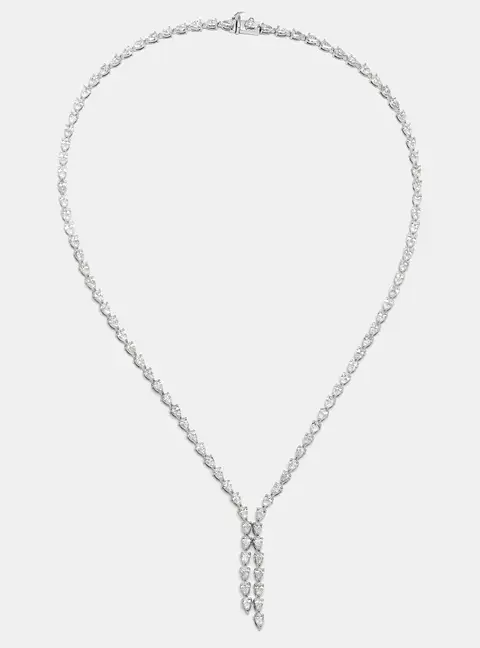 10 cts Pear Lab Grown Diamond 18k White Gold Necklace