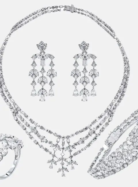 70 cts  Lab Grown Diamond 18k White Gold Necklace Set