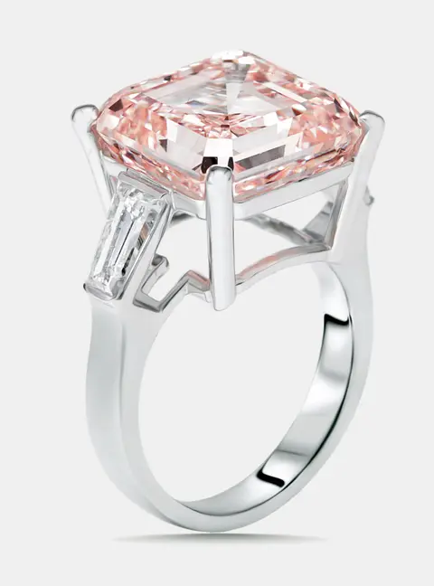 13 cts Asscher, Trapezoid Lab Grown Diamonds 18k White Gold Ring Size 52