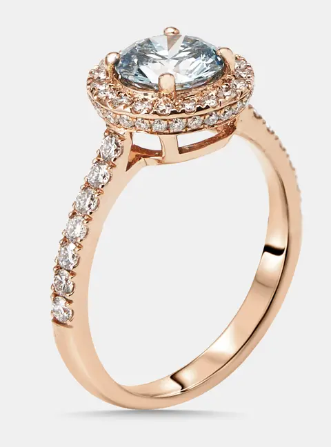 1.5 cts Round Lab Grown Diamonds 18k Rose Gold Ring Size 53