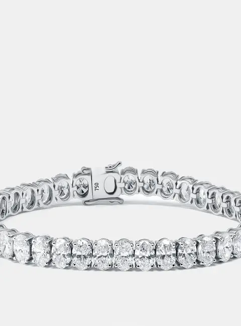 16 cts Oval Lab Grown Diamonds 18k White Gold Bracelet