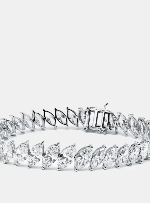 20.5 cts Marquise Lab Grown Diamonds 18k White Gold Bracelet