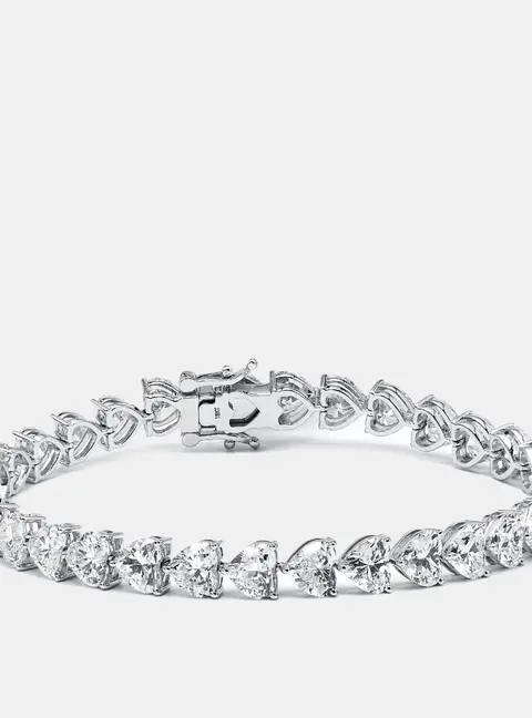 16 cts Heart Lab Grown Diamonds 18k White Gold Bracelet