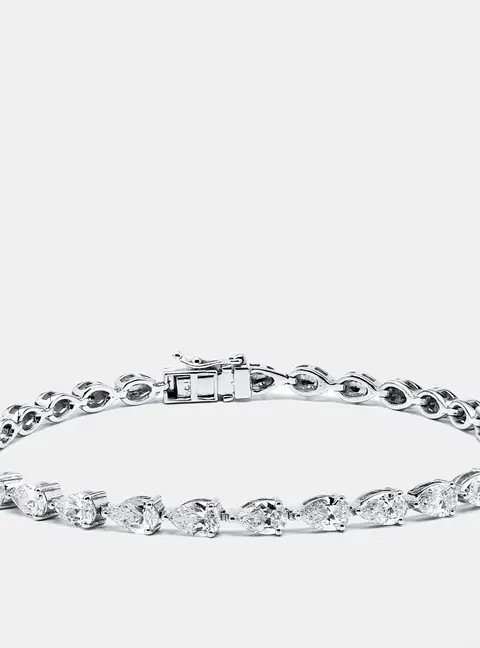 8.5 cts Pear Lab Grown Diamonds 18k White Gold Bracelet