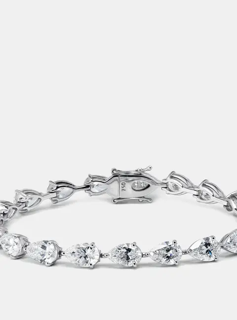 13.5 cts Pear Lab Grown Diamonds 18k White Gold Bracelet