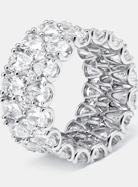 9.5 cts Pear, Marquise Lab Grown Diamonds 18k White Gold Ring Size 55