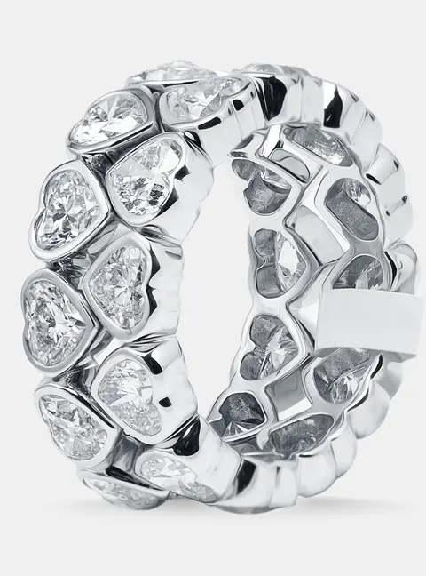 6 cts Heart Lab Grown Diamonds 18k White Gold Ring Size 52